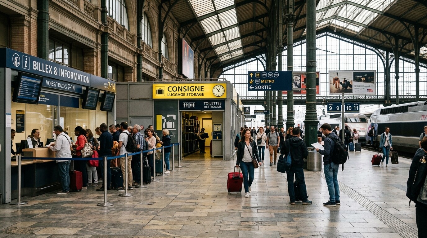 Photograph illustrating Inside the Station: Layout, Baggage Rule